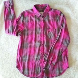 AEO Plaid Vintage Boyfriend Button Down Shirt M